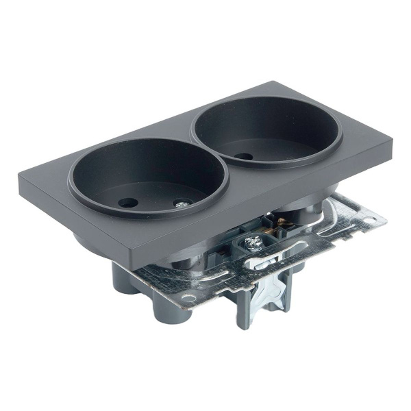 Розетка двойная 2P Stekker Катрин со шторками черный GLS10-7113-05 39611