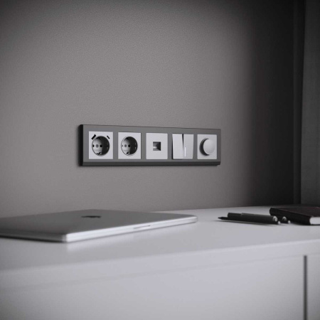 Выключатель двухклавишный с подсветкой Werkel серебряный матовый W1120165 4690389195532