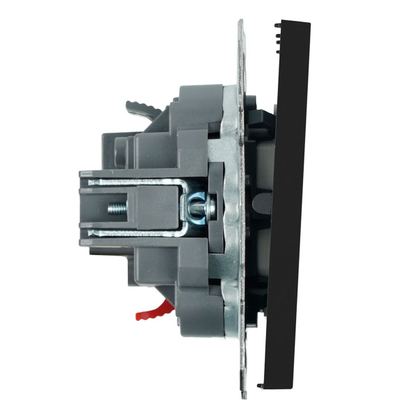 Выключатель 2-клавишный (механизм), СЗК, Stekker, 250В, 10А Эмили, RSW10-5104-05ZK, черный уголь, soft touch 50247