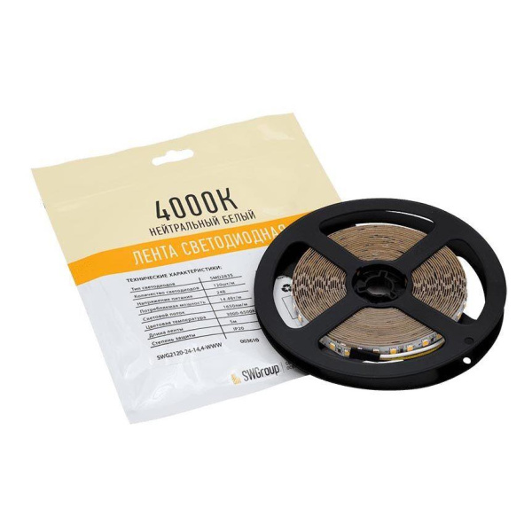 Светодиодная лента SWG 14,4W/m 120LED/m 2835SMD теплый/ холодный белый 5M 003610