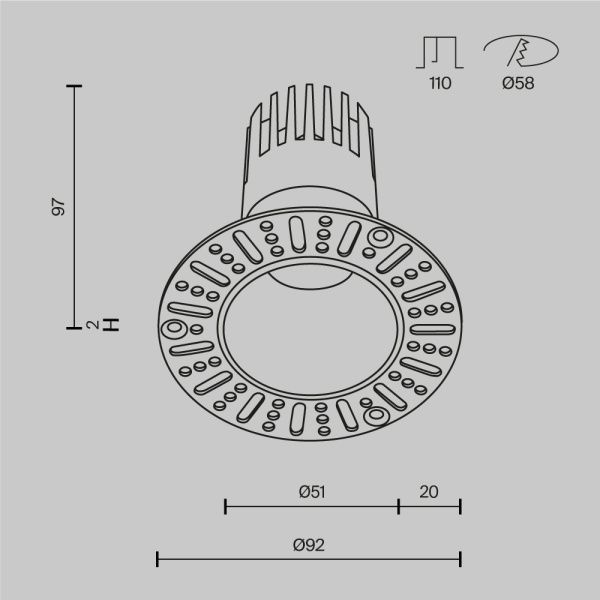 Встраиваемый светильник Maytoni Technical Downlight Dip DL120-10W-3K-TRS-W