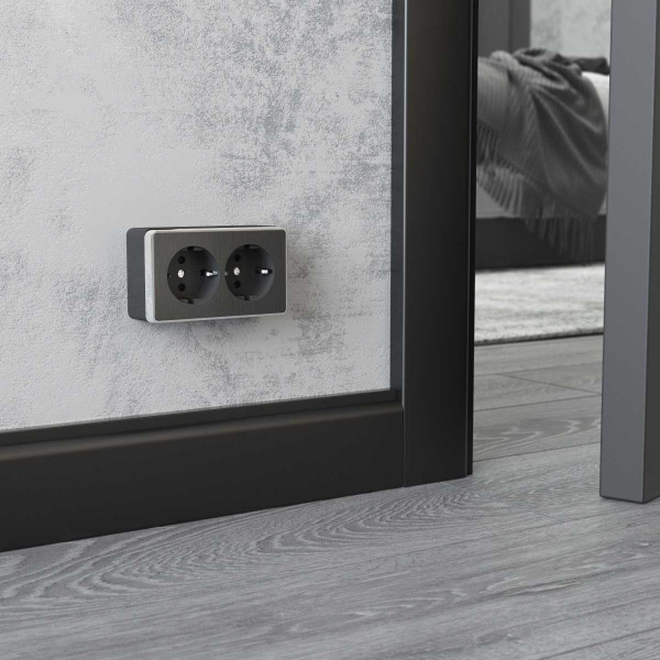 Розетка двойная с заземлением Werkel Gallant графит рифленый W5072104 4690389164675