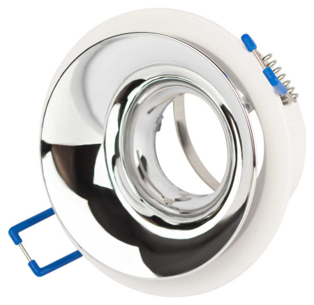 Светильник встраиваемый декоративный ЭРА KL103 WH/CH под лампу MR16 GU5.3 белый/хром Б0056353