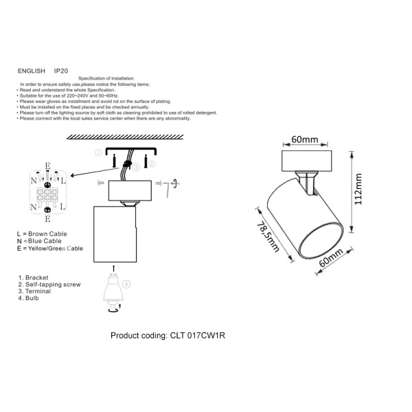 Спот Crystal Lux CLT 017CW1R BL