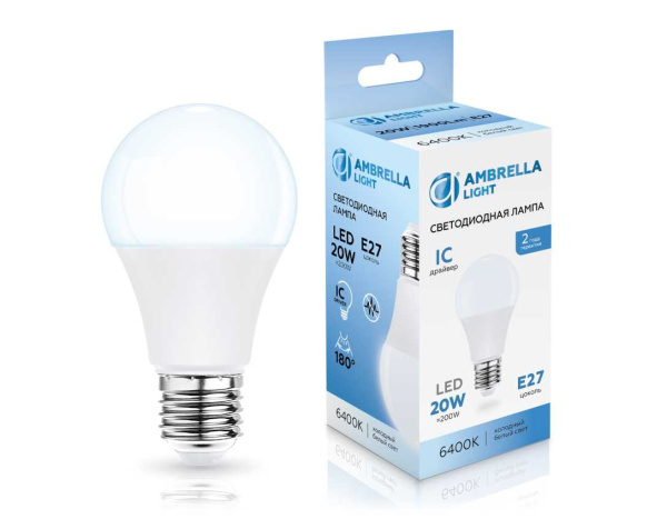 Лампа светодиодная Лон A60 20W 6400K Ambrella light Bulding 602006