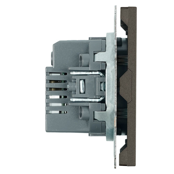 Розетка 2-местная USB + Type C (механизм), Stekker, 250В, 20W Эмили, RST10-5115-09, антрацит, soft touch 49931