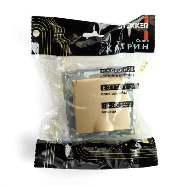 Розетка 2P+PE Stekker Катрин с крышкой золото GLS16-7112-08 49222