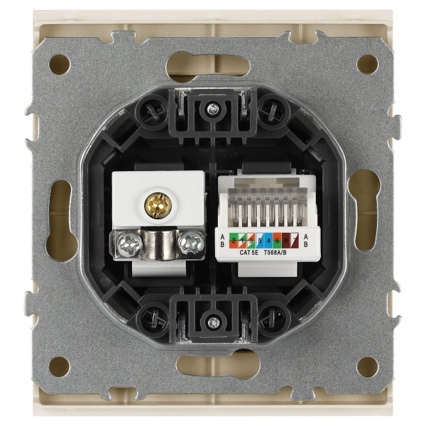 Розетка ЭРА Arktik 16-3110-04 комбинированная RJ45+TV шампань Б0070497