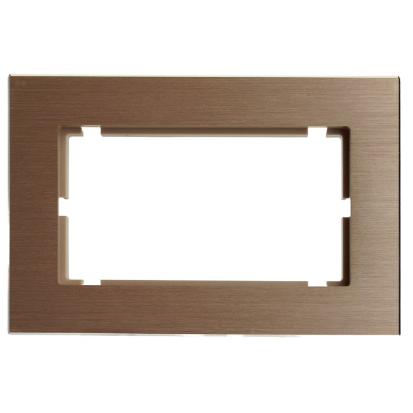 Рамка 2-местная (без перемычки), металл, STEKKER, MFR00-7012-02, серия Катрин, шампань 50030