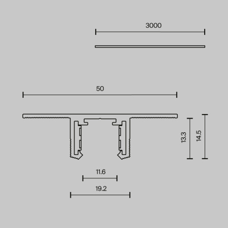 Шинопровод 3м Exility X встраиваемый под ГКЛ 12,5мм Maytoni Technical EXILITY X Busbar trunkings Exility X TRX239-423.12B