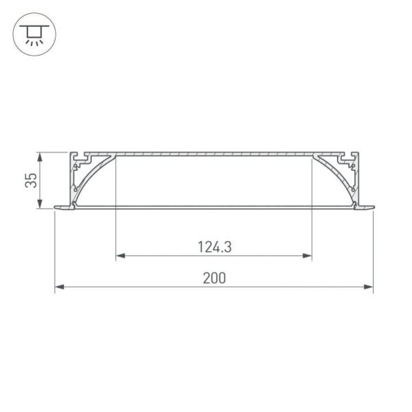 Профиль с рассеивателем Arlight ARH-POWER-W200-F-2000 ANOD 027916