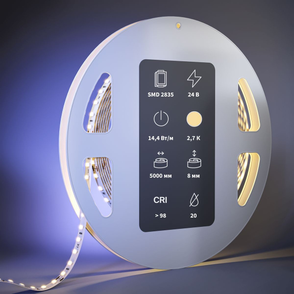 Светодиодная лента Maytoni 14,4W/m 120LED/m 2835SMD теплый белый 5M 201087