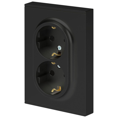 Розетка ЭРА Arktik 16-2105-05 двойная с заземлением 2X2P+E Schuko со шторками 16А-250В антрацит Б0070458