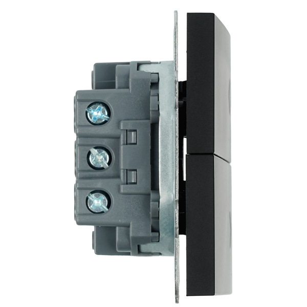 Выключатель 2-клавишный самовозвратный (механизм), Stekker, 250В, 10А Эмили, RSW10-5113-05, черный уголь, soft touch 50327