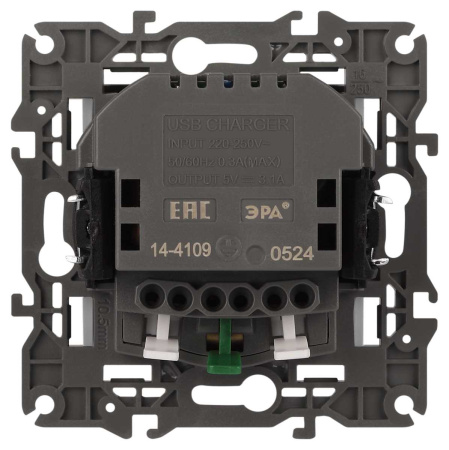 Розетка ЭРА Elegance 14-4109-01М 2P+E 16A-250В штор. с 2xUSB 5В-3А белый матовый Б0065773