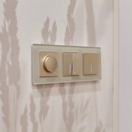 Выключатель двухклавишный с подсветкой Werkel шампань рифленый W1120110 4690389160233