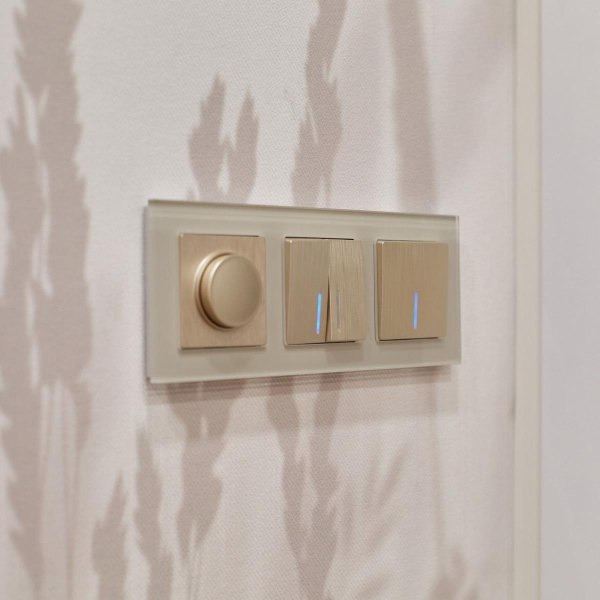 Выключатель Werkel двухклавишный проходной с подсветкой шампань рифленый W1122110 4690389160257