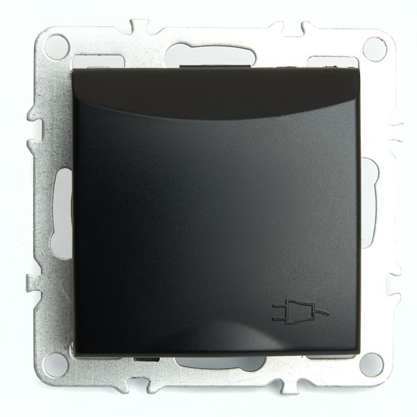 Розетка 2P+PE Stekker Эрна с крышкой черный PST16-9112-03 49156