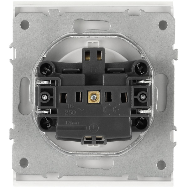 Розетка ЭРА Arktik 16-2103-08 с заземлением 2P+E Schuko со шторками с крышкой 16А-250В белый матовый Б0070441