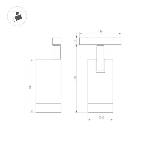 Трековый светодиодный светильник для магнитного шинопровода Arlight Mag-Orient-Spot-R45-12W Warm3000 035874