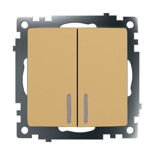 Выключатель двухклавишный Stekker Катрин с подсветкой золото GLS10-7102-08 49217