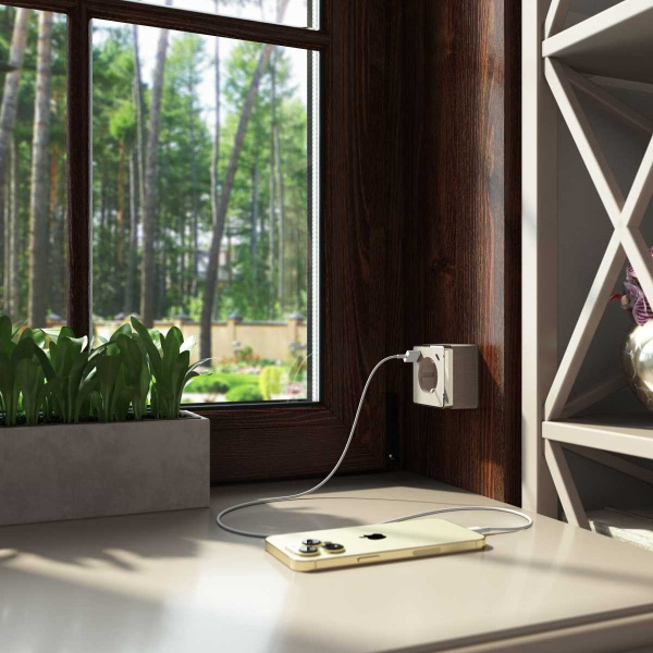 Розетка с заземлением, шторками и USB тип A+C Werkel Gallant шампань рифленый W5071710 4690389179631