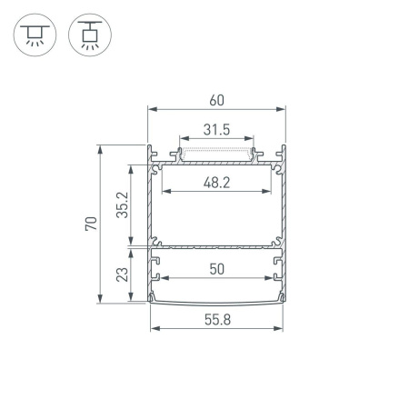 Профиль Arlight Line-6070-2000 Anod Black 046402