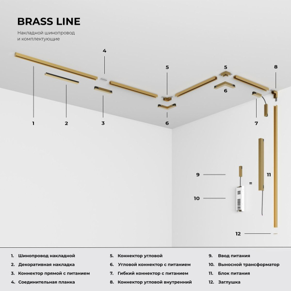 Шинопровод накладной Elektrostandard Brass Line 85227/00 a072146