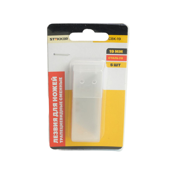 Сменные трапециевидные лезвия для монтажных ножей, 19 мм, 5 шт, Stekker CBK-19 50194