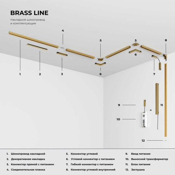 Трековый светильник Elektrostandard Brass Line a071850