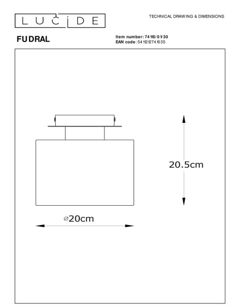 Потолочный светильник Lucide Fudral 74115/01/30 Потолочный светильник Lucide Fudral 74115/01/30