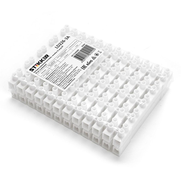 Колодка клеммная винтовая Stekker, линейка 12 штук, полипропилен, LD226-3A 32384