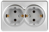 Розетка ЭРА Эксперт 11-2205-03 двойная с заземлением 2х2P+E Schuko IP20 16A-250В ОУ алюминий Б0063046