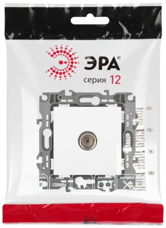 Розетка ЭРА Серия 12 12-3101-01М TV одиночная, белый матовый Б0065711