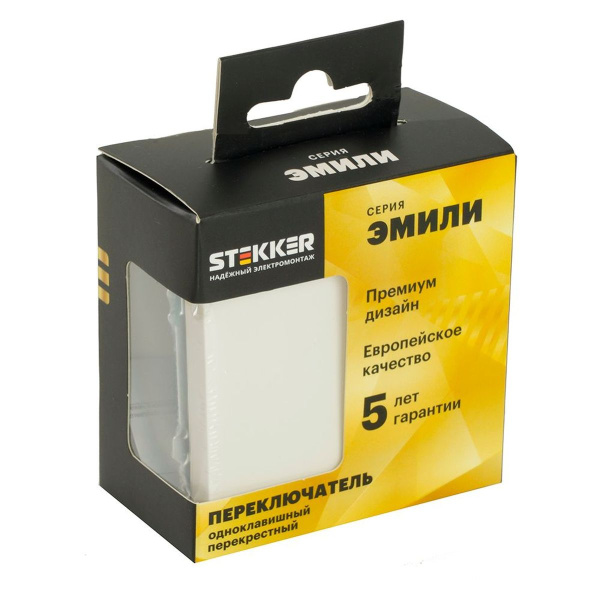 Переключатель одноклавишный перекрестный Stekker Эмили белый фарфор RSW10-5110-01 49871