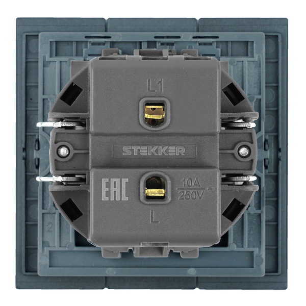 Выключатель 1-клавишный (механизм), Stekker, 250В, 10А Мия, RSW10-3103-05, черный бархат 50442