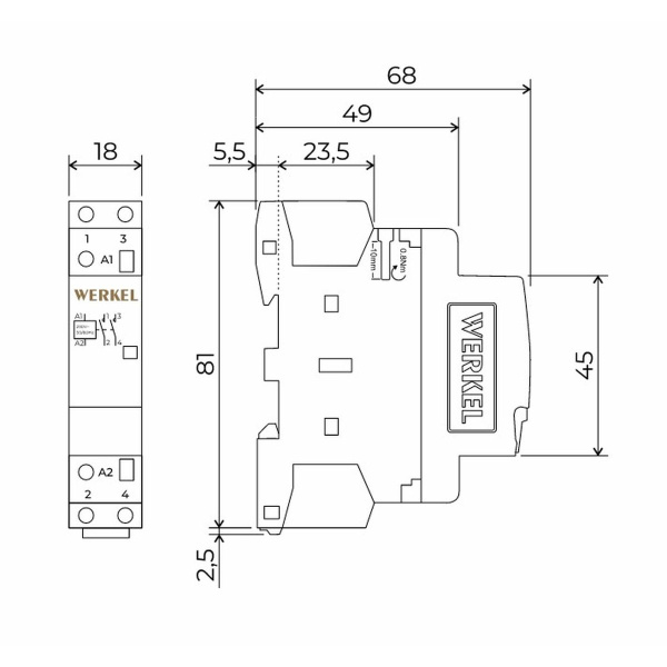 Контактор модульный 16 A 2NO (1 модуль) Werkel W941M16O 4690389212079