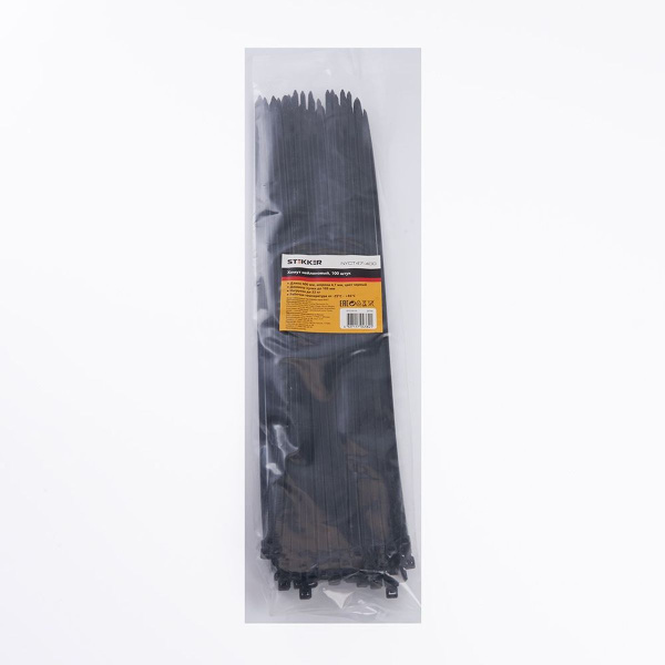 Хомут нейлоновый Stekker NYCT47-400 4,7х400 мм, d пучка max 105 мм, нагрузка 22кг, черный 32792