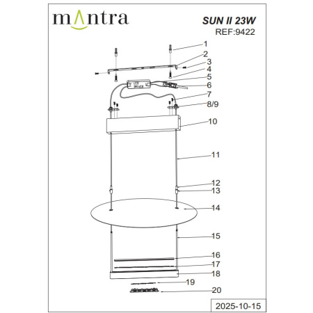 Подвесная люстра Mantra Sun Ii 9422