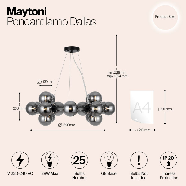 Подвесная люстра Maytoni Dallas MOD545PL-25B