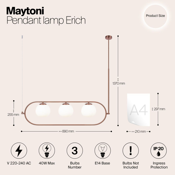 Подвесной светильник Maytoni Erich MOD221PL-03BS