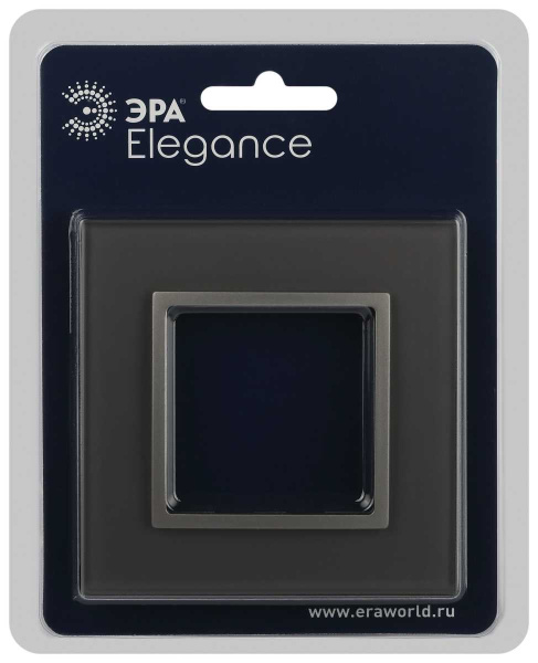 Рамка для розеток и выключателей ЭРА Elegance 14-5101-16 на 1 пост, стекло, титан Б0065833