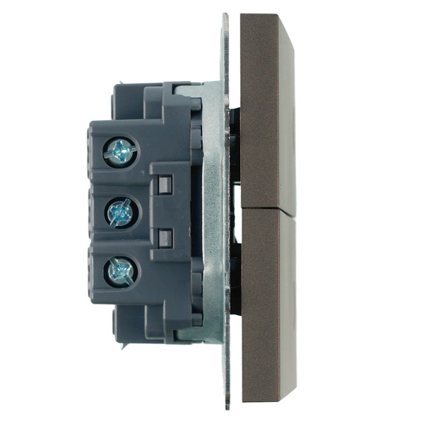 Выключатель 2-клавишный самовозвратный (механизм), Stekker. 250В, 10А Эмили, RSW10-5113-09, антрацит, soft touch 50367