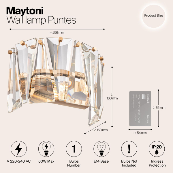 Настенный светильник Maytoni Puntes MOD043WL-01G Настенный светильник Maytoni Puntes MOD043WL-01G