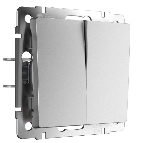 Выключатель Werkel двухклавишный серебряный матовый W1122065 4690389195549