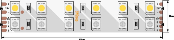 Светодиодная лента SWG 28,8W/m 120Led/m 5050SMD RGB/теплый белый 5M SWG5120-24-28.8-RGBWW-М 009256