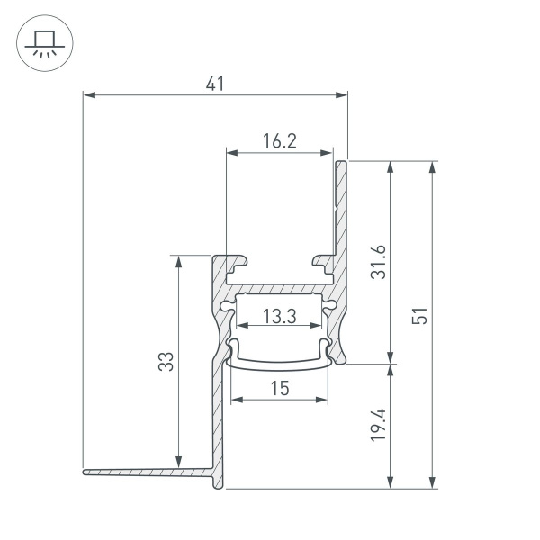 Профиль встраиваемый Arlight Arh-Сeil-S14-Shadow-3000 White 045554