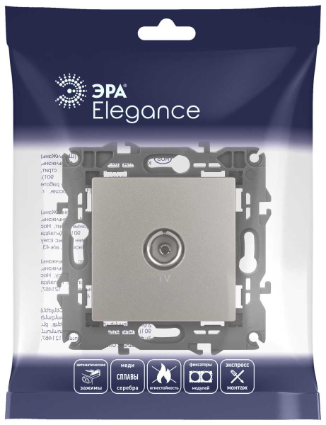 Розетка ЭРА Elegance 14-3101-16 TV одиночная, титан Б0065760