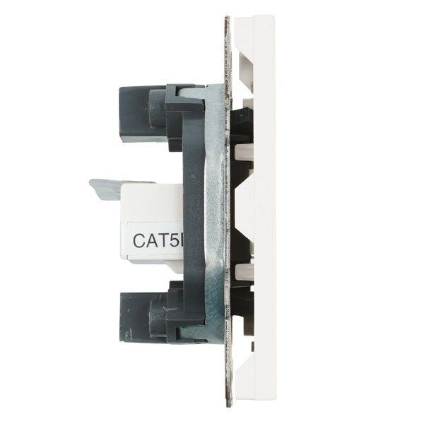 Розетка компьютерная 2-местная RJ-45 (механизм), STEKKER,  серия Эмили, RST00-5111-01, белый фарфор, soft touch 49874