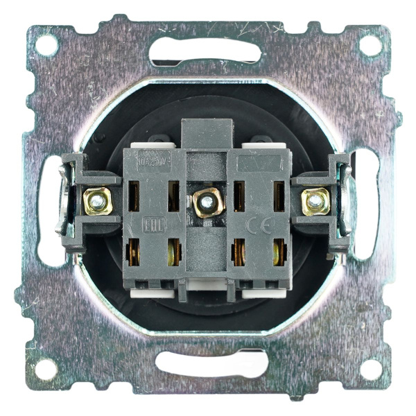 Розетка 2P Stekker Катрин со шторками черный GLS10-7109-05 39609